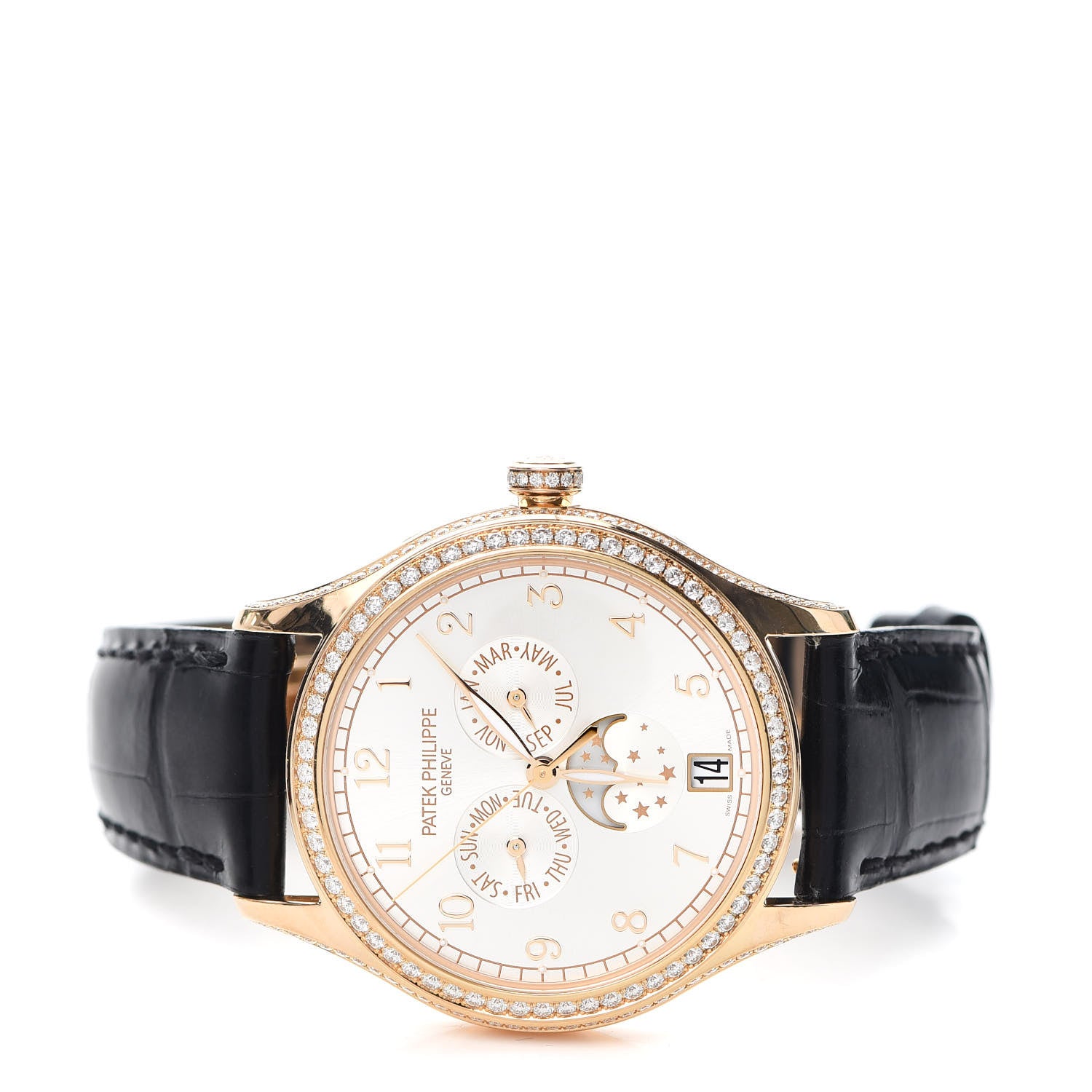 Patek Philippe 18K Rose Gold Alligator Diamond Bezel 38mm Annual Calendar Automatic Watch 4947R-001 2 of 5