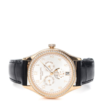 Patek Philippe 18K Rose Gold Alligator Diamond Bezel 38mm Annual Calendar Automatic Watch 4947R-001 2 of 5