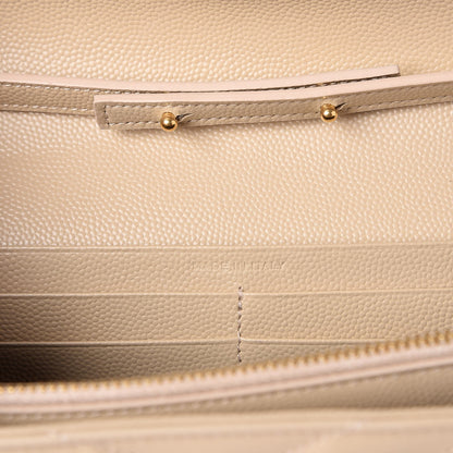 Saint Laurent Grain De Poudre Matelasse Chevron Monogram Chain Wallet Nude Powder 6 of 8