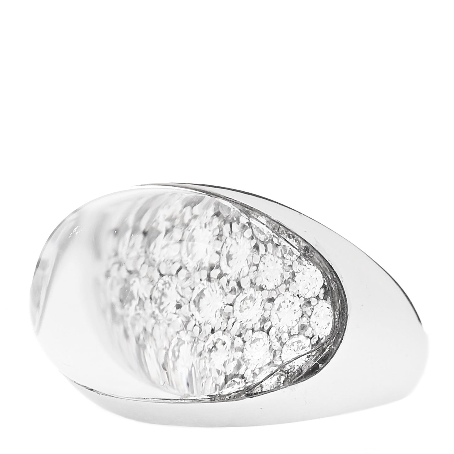 18K White Gold Diamond Rock Crystal Myst de Cartier Ring 53 6.5