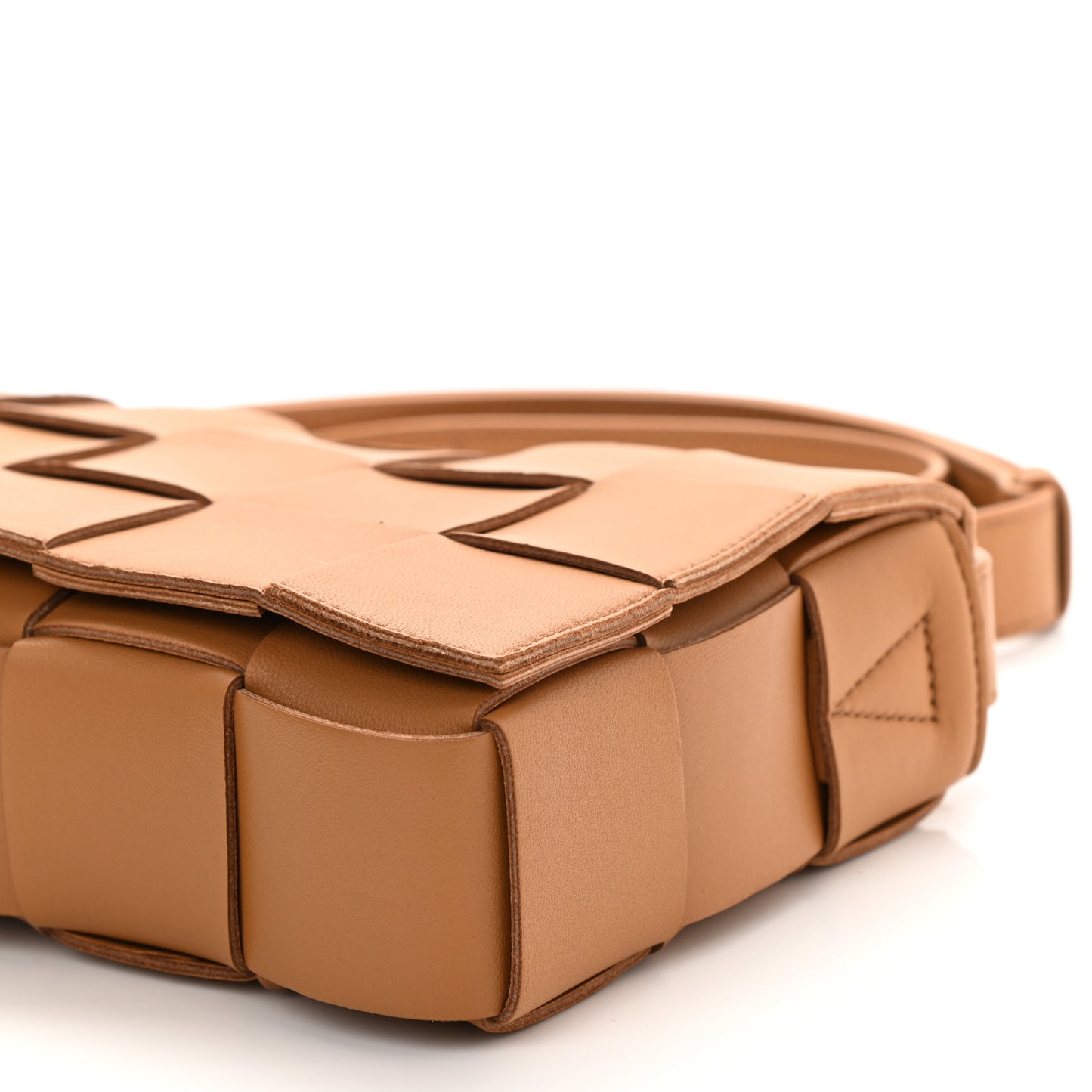Lambskin Maxi Intrecciato Cassette Crossbody Bag Caramel