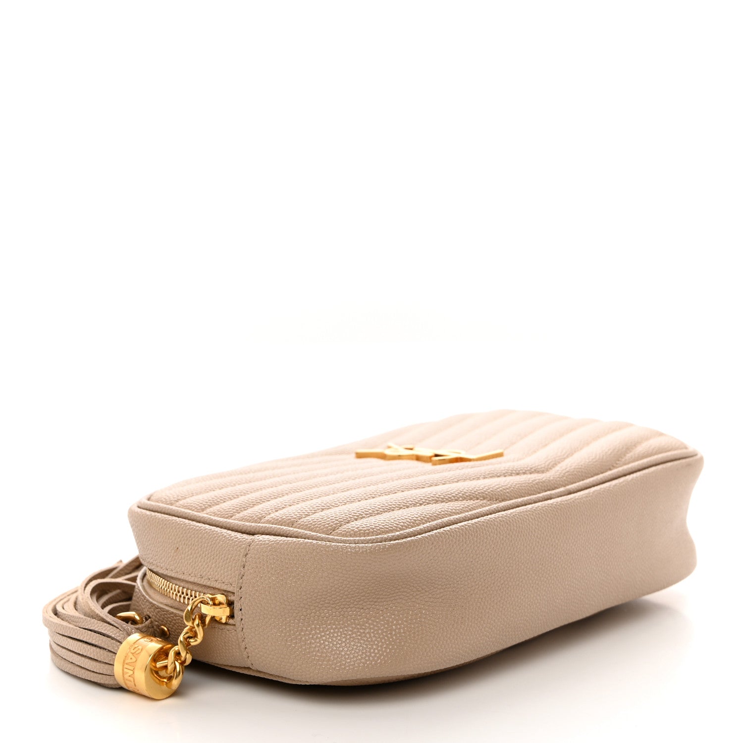 Saint Laurent Grain De Poudre Matelasse Monogram Mini Lou Camera Bag Dark Beige 4 of 10