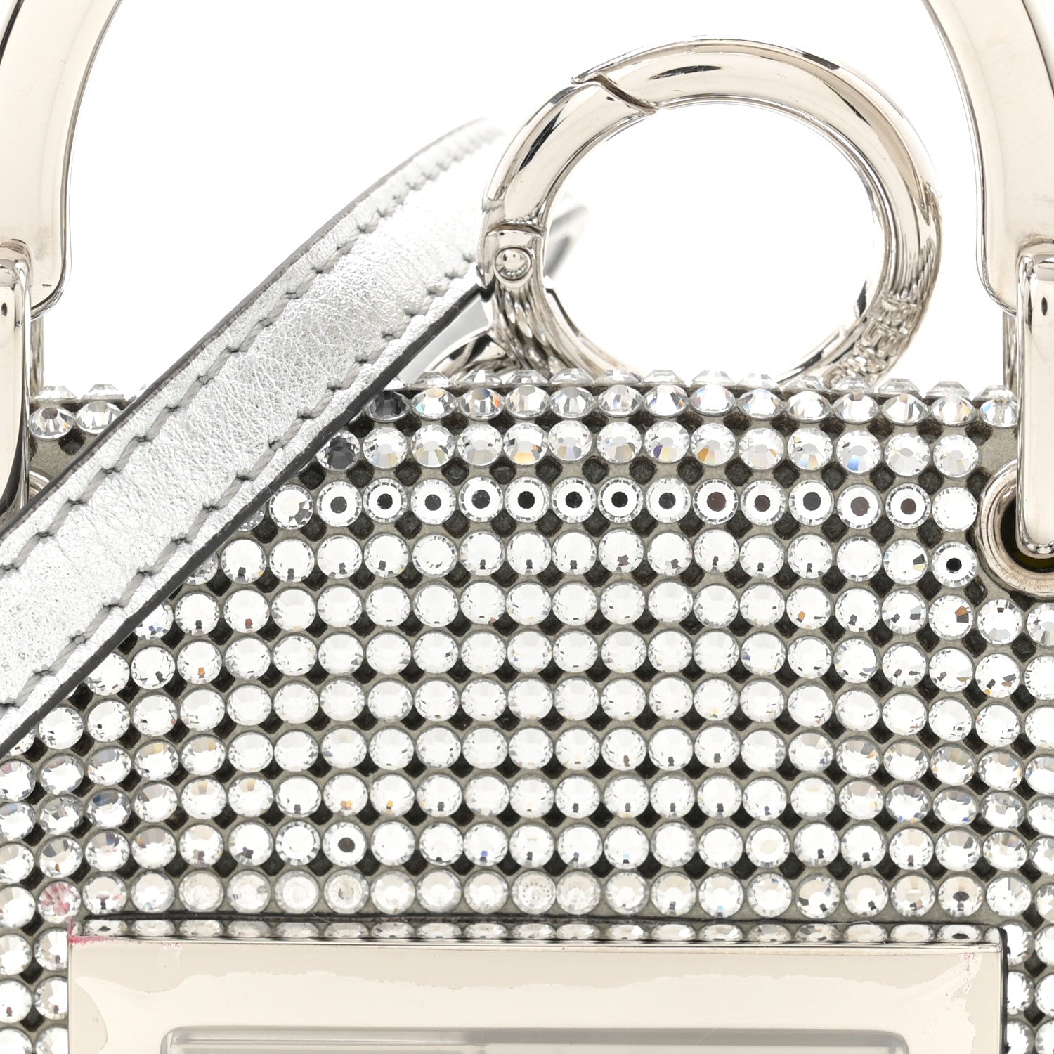 Fendi Nubuck Crystal Catalan Mirror Nano Maxi Buckle Baguette Charm Pietra Argento 8 of 11
