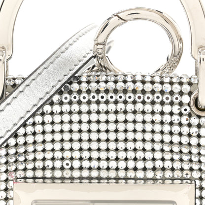 Fendi Nubuck Crystal Catalan Mirror Nano Maxi Buckle Baguette Charm Pietra Argento 8 of 11
