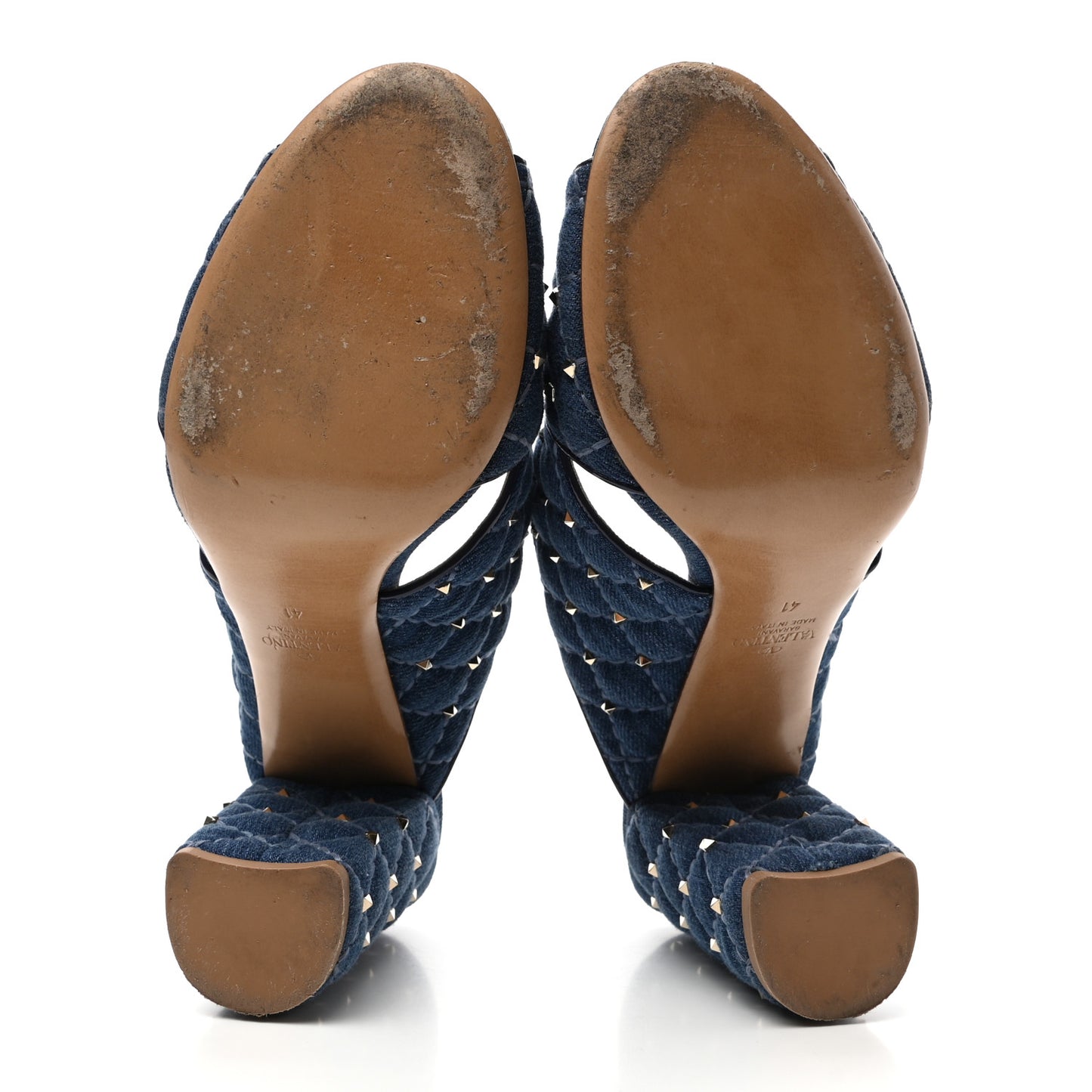 Denim Rockstud Spike Crisscross 90mm Slide Sandals 41 Light Denim