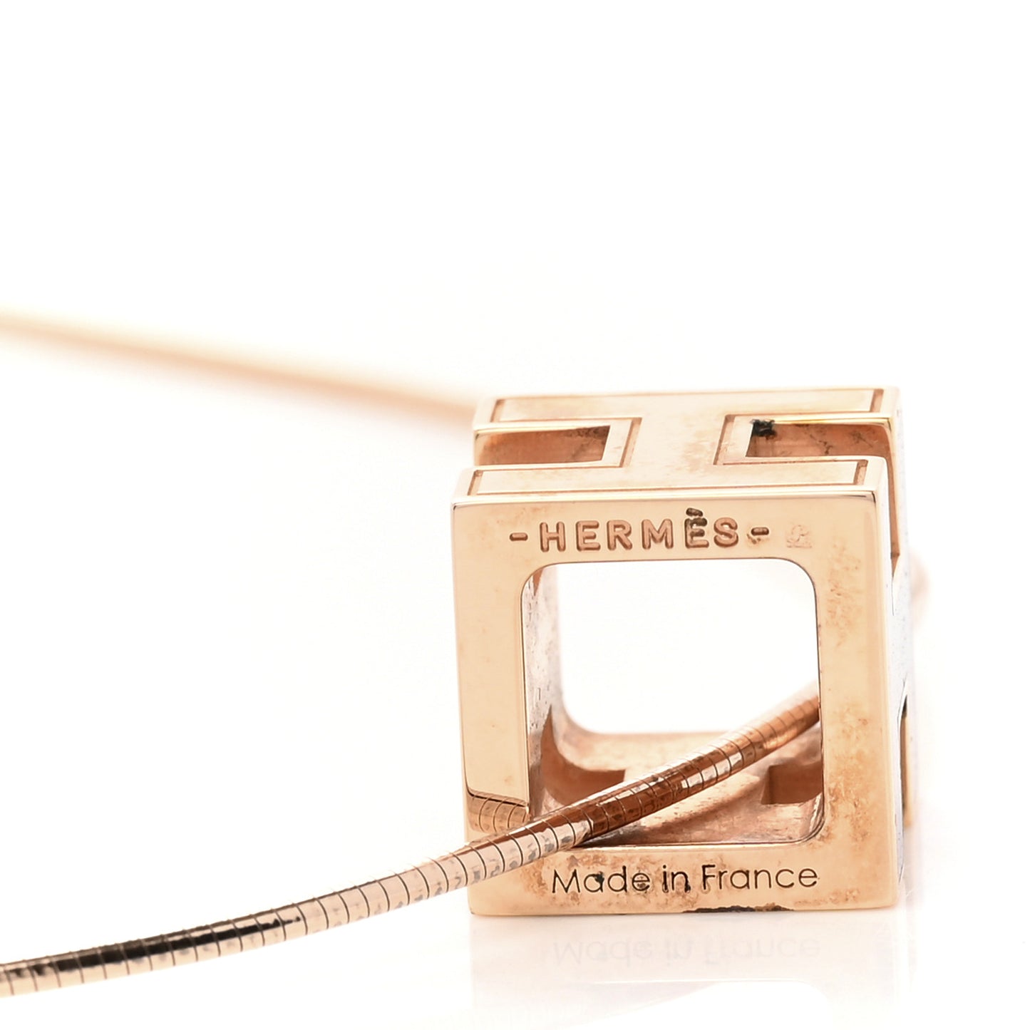 Rose Gold Lacquered Cage d'H Pendant Necklace Bleu Sature