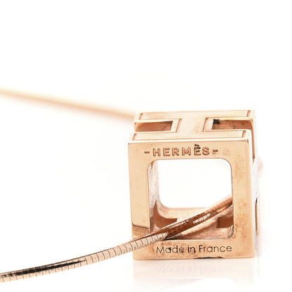 Hermes Rose Gold Lacquered Cage d'H Pendant Necklace Bleu Sature 5 of 7