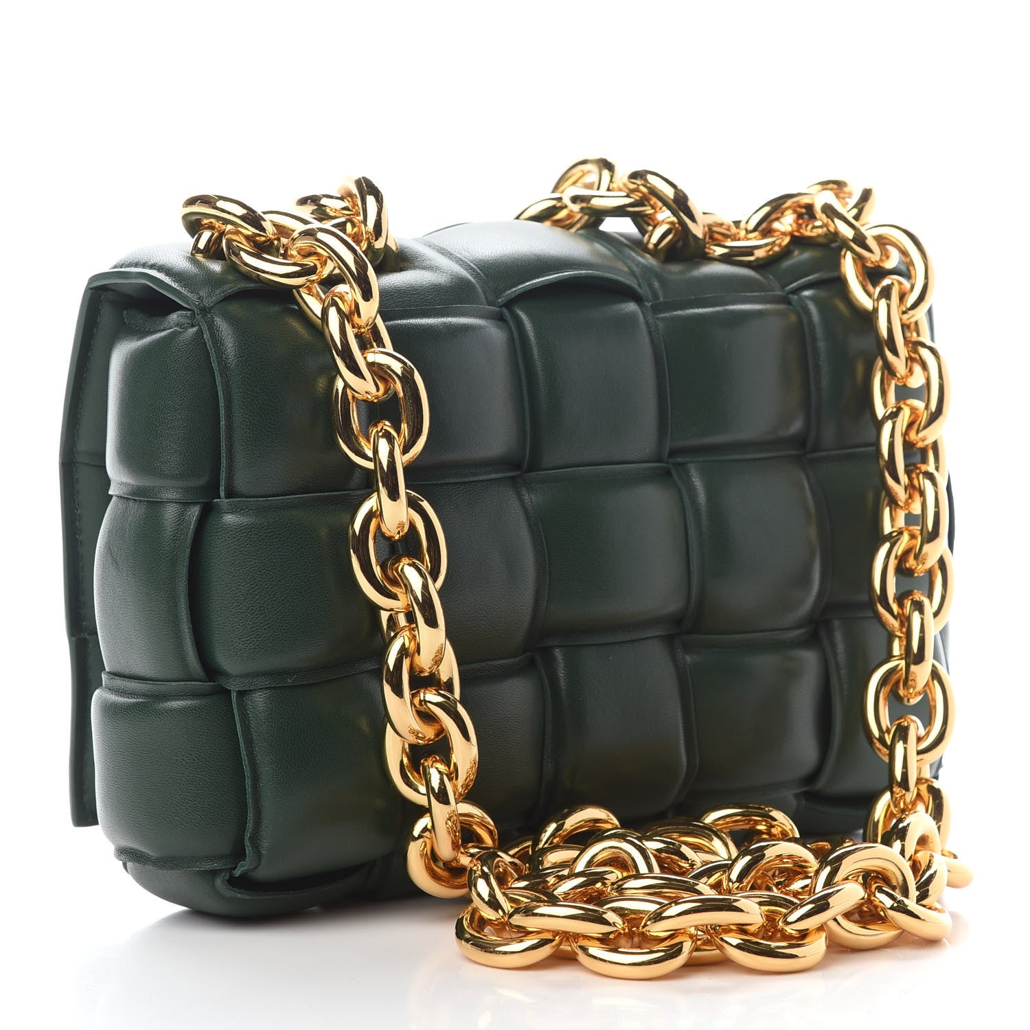 Bottega Veneta Lambskin Maxi Intreccio Padded Chain Cassette Crossbody Bag Raintree 2 of 7