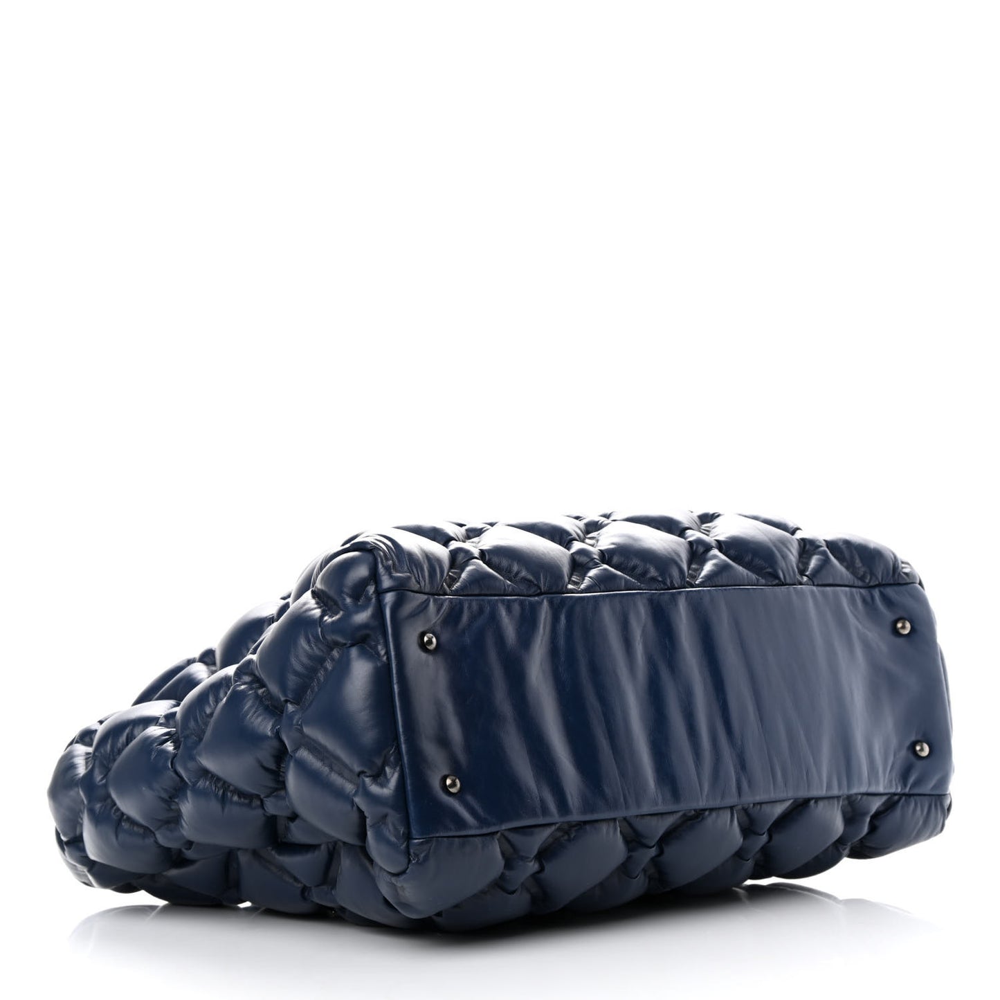 Calfskin Quilted Large Chesterfield Tote Navy
