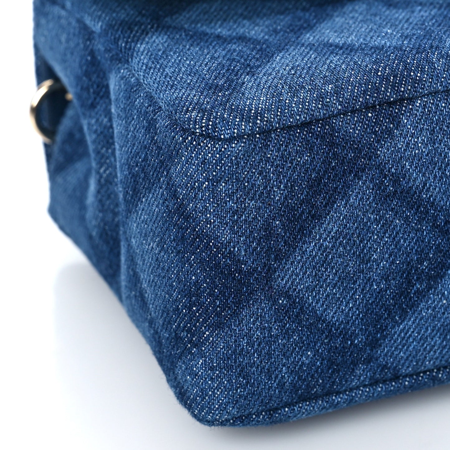 Printed Denim Quilted Mini Rectangular Flap Dark Blue