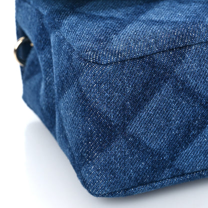 Chanel Printed Denim Quilted Mini Rectangular Flap Dark Blue 8 of 10