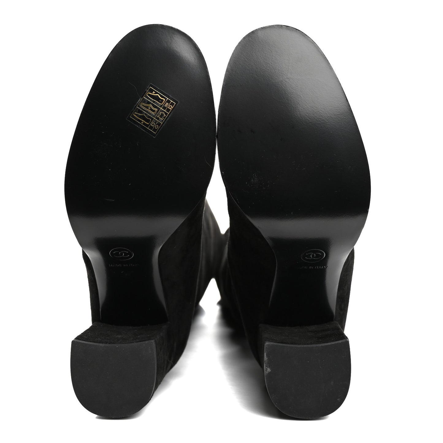 Suede Calfskin Grosgrain High Boots 39 Black