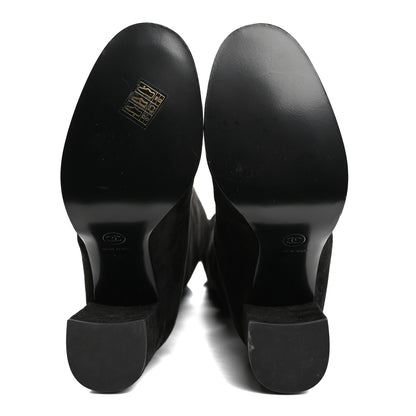 Chanel Suede Calfskin Grosgrain High Boots 39 Black 5 of 8