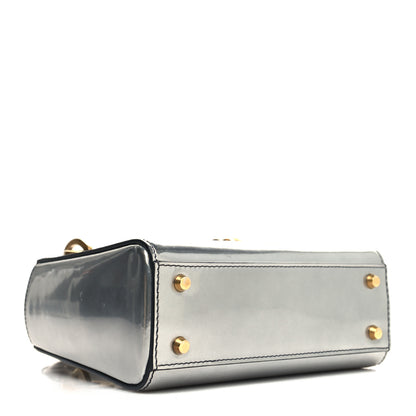 Christian Dior Metallic Glazed Calfskin Mini Lady Dior Silver 4 of 13