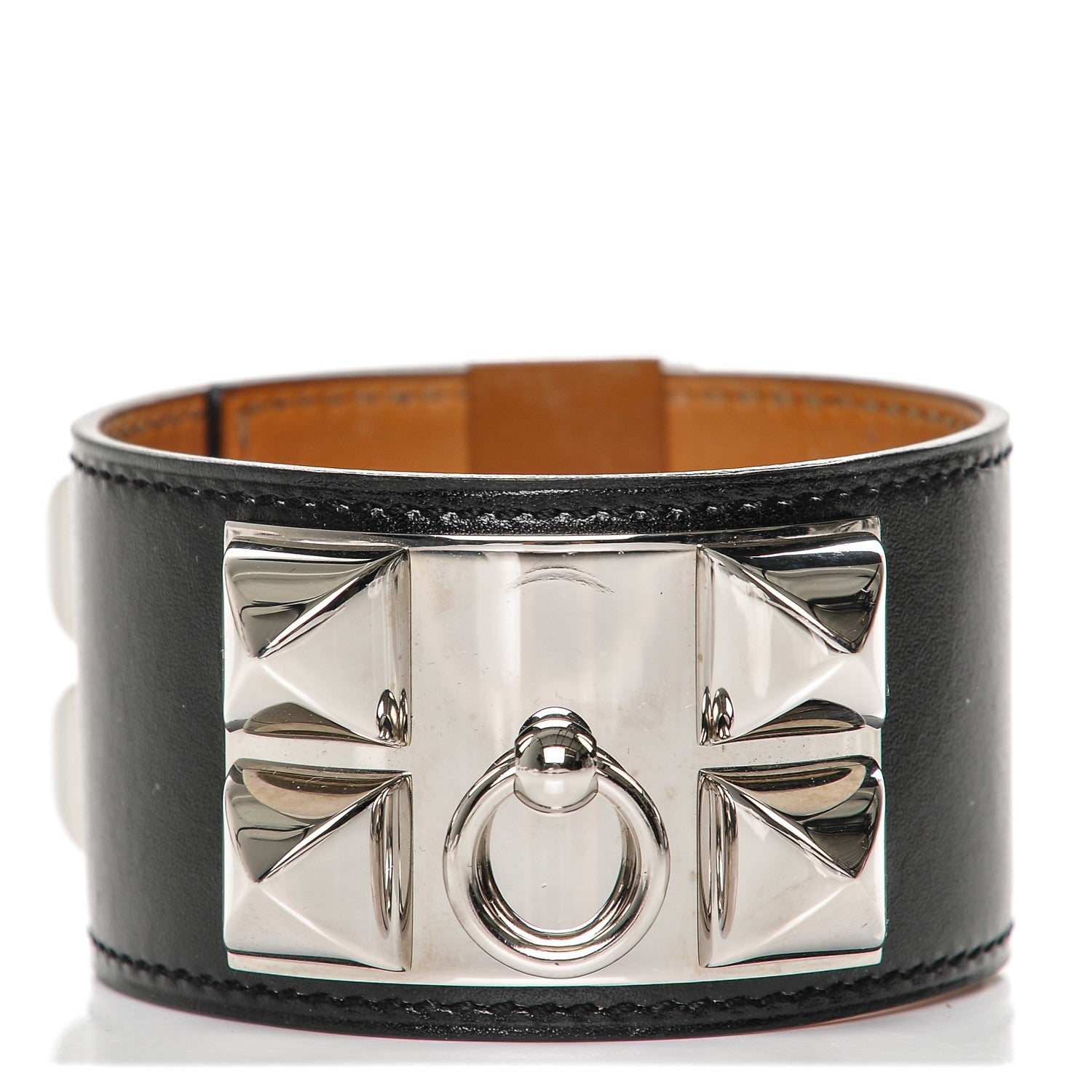 Hermes Box Calfskin Collier de Chien CDC Bracelet L Black 1 of 5
