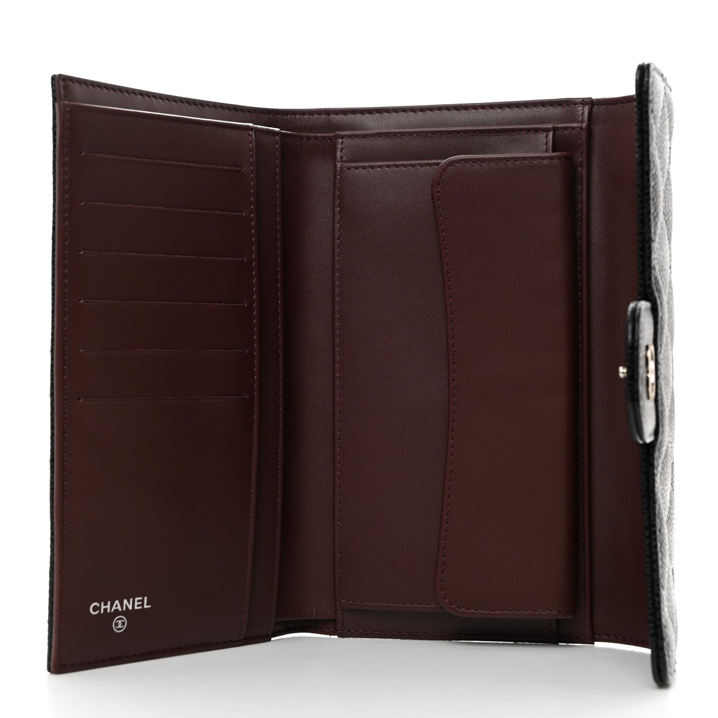 Caviar Quilted Large Flap Wallet Black