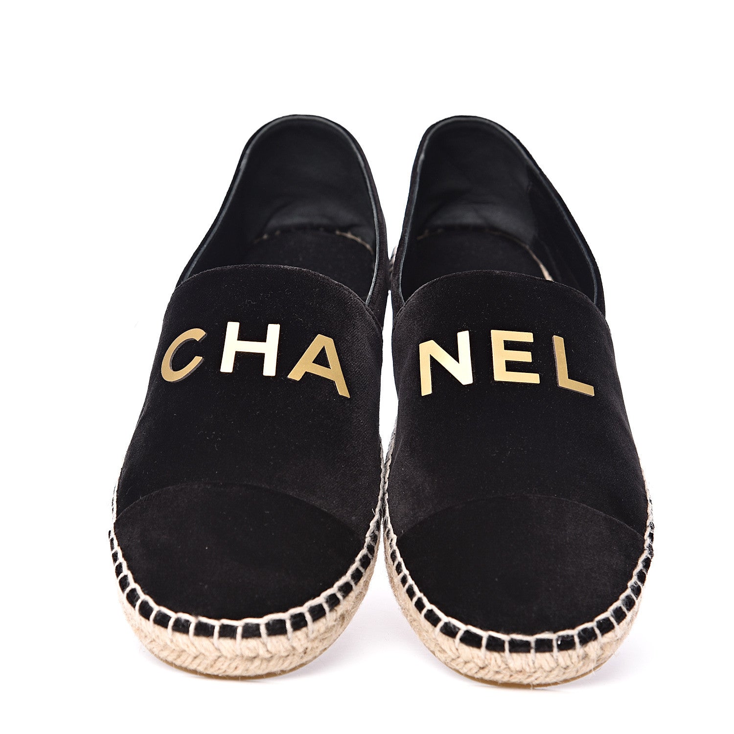 Chanel Velvet Logo Espadrilles 39 Black 3 of 10