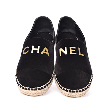 Chanel Velvet Logo Espadrilles 39 Black 3 of 10