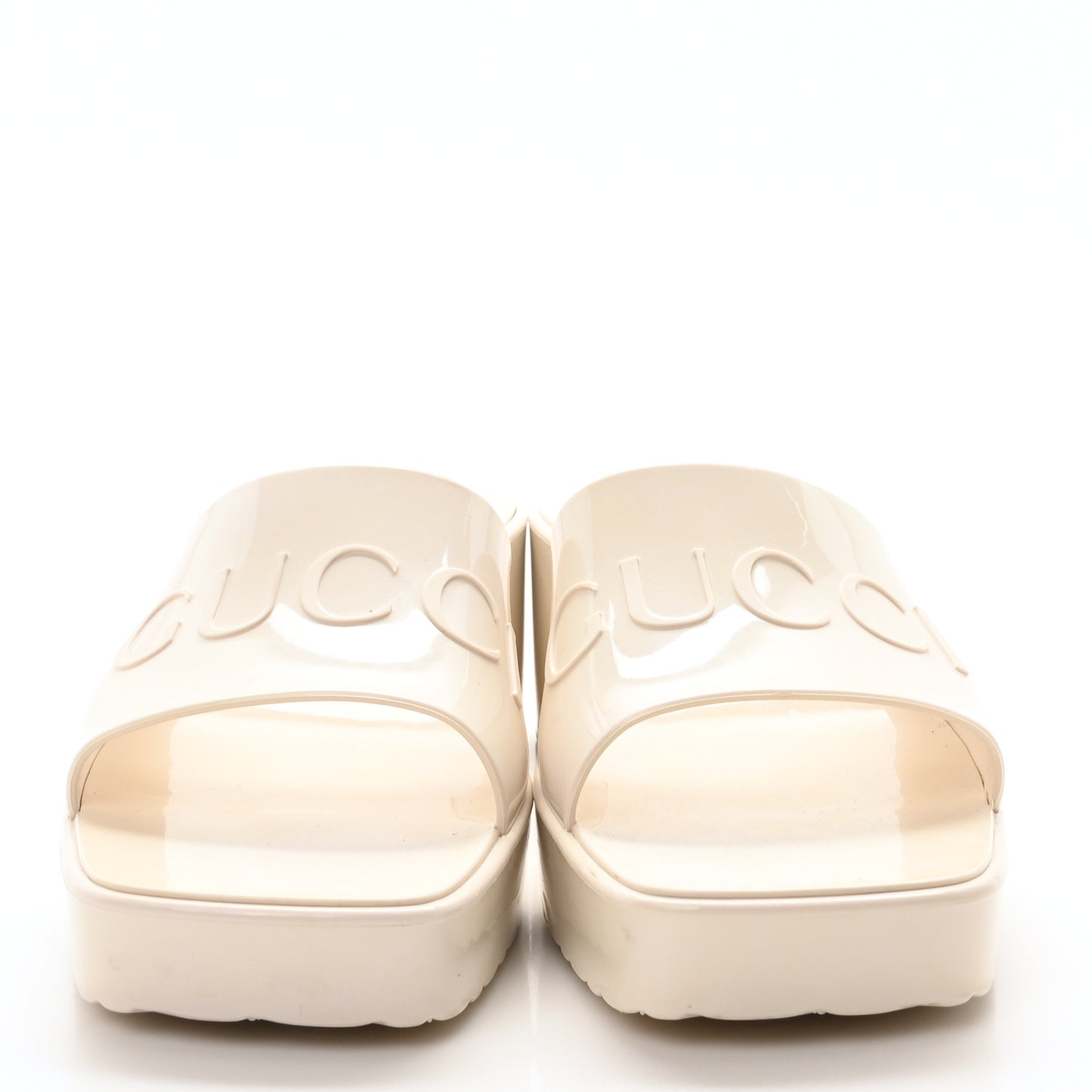 Rubber Gucci Logo Womens Platform 20/60mm Slide Sandals 36 Mystic White