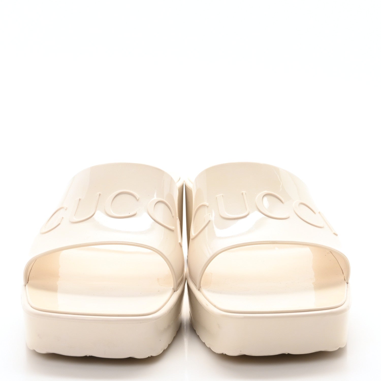 Gucci Rubber Gucci Logo Womens Platform 20/60mm Slide Sandals 36 Mystic White 3 of 8