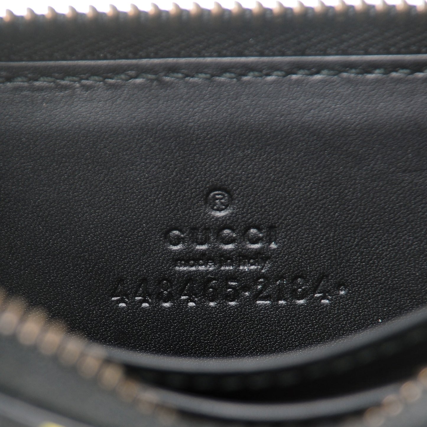 Calfskin GucciGhost Zip Around Card Case Black New Acquamarine
