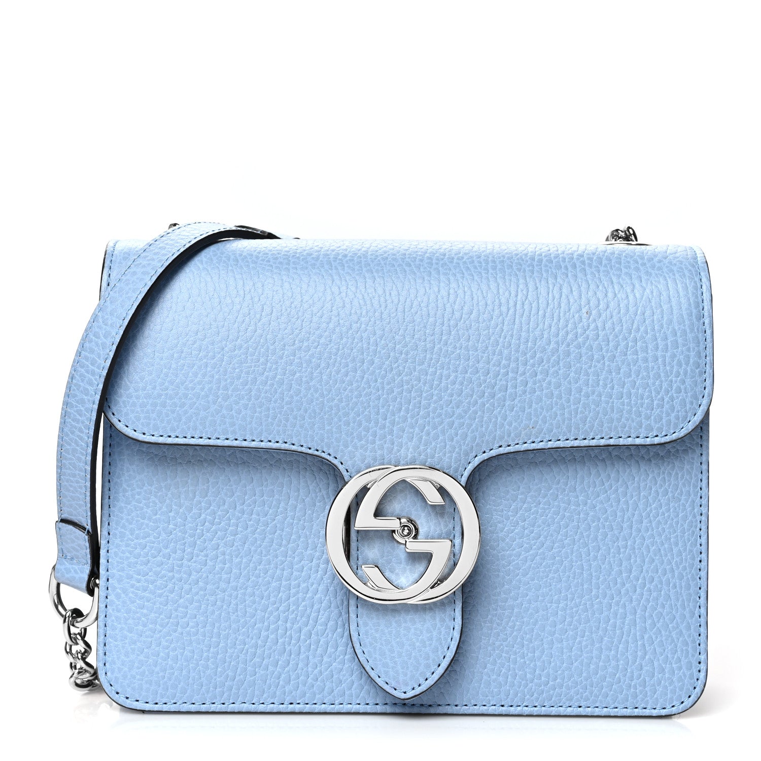 Gucci Dollar Calfskin Small Interlocking G Shoulder Bag Mineral Blue 1 of 11