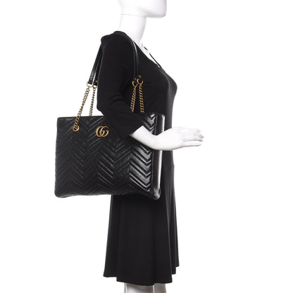 Gucci Vintage Calfskin Matelasse Medium GG Marmont Slim Tote Black 2 of 10