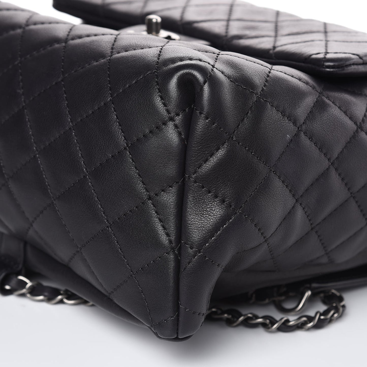 Lambskin Quilted Drawstring Backpack Navy Blue
