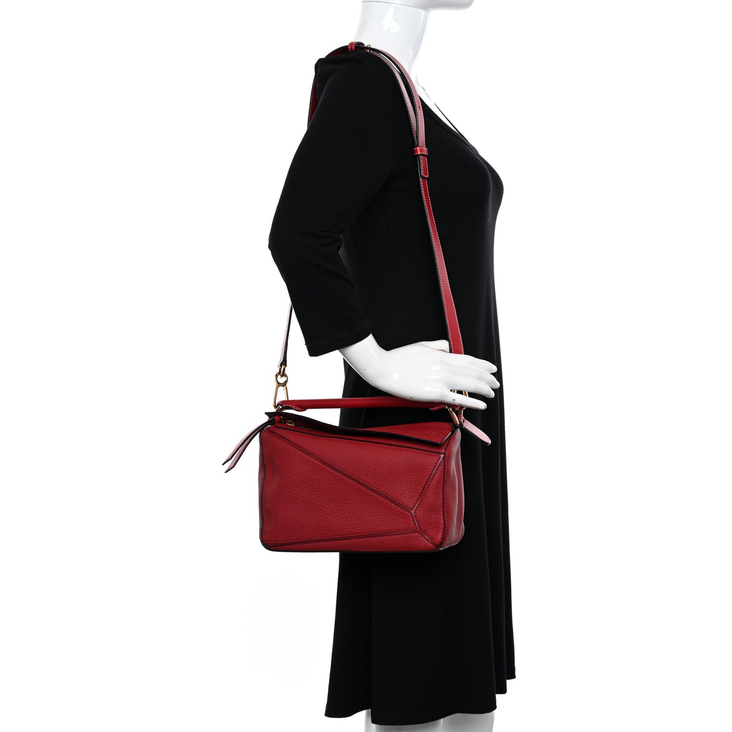 Grained Calfskin Small Puzzle Bag Rouge