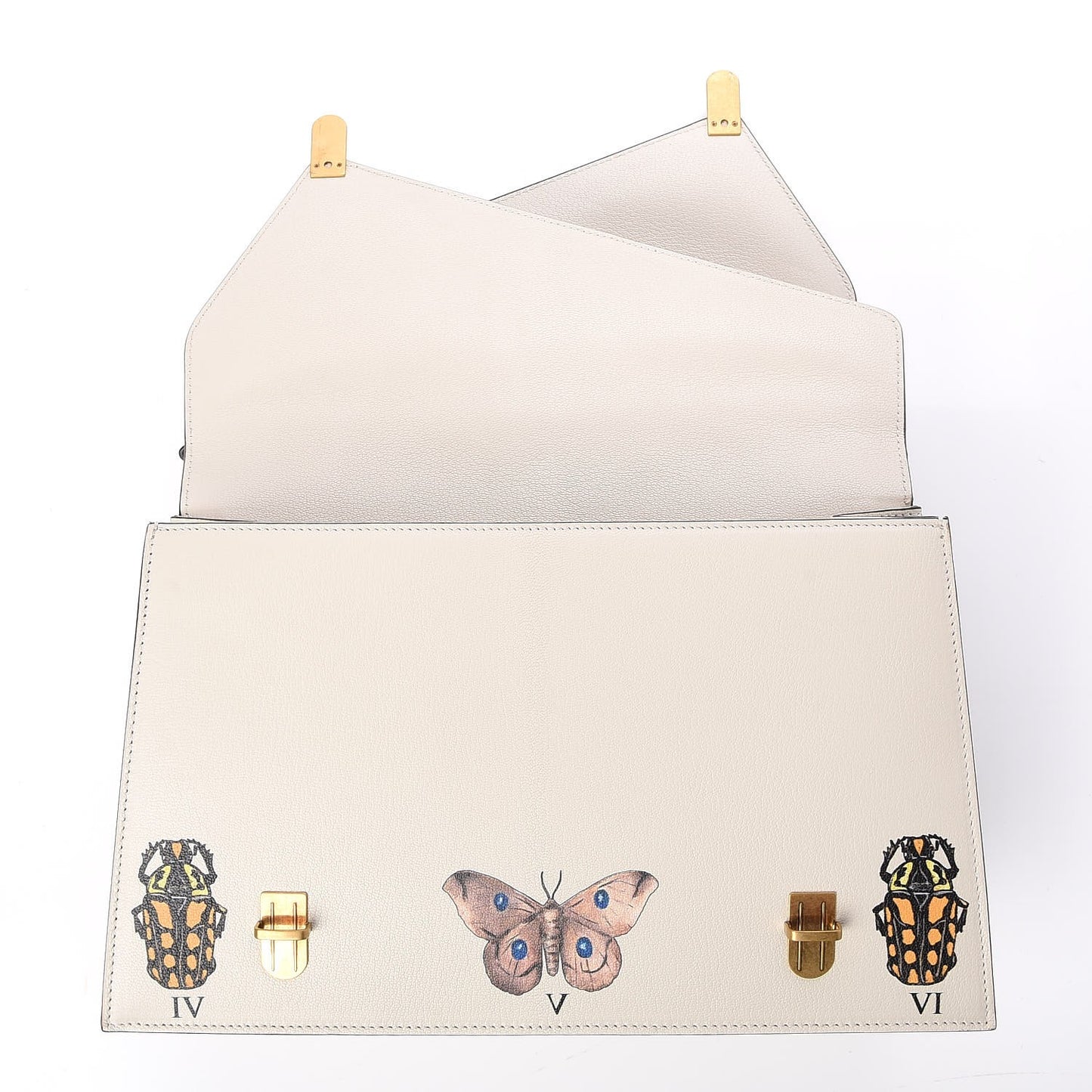 Calfskin Snakeskin Studded Medium Ottilia Top Handle Bag White