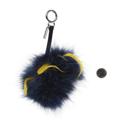 Fendi Fox Rabbit Goat Mink Fur Vitello Flamingo Zesty Monster Bag Bug Charm Navy Yellow 2 of 3