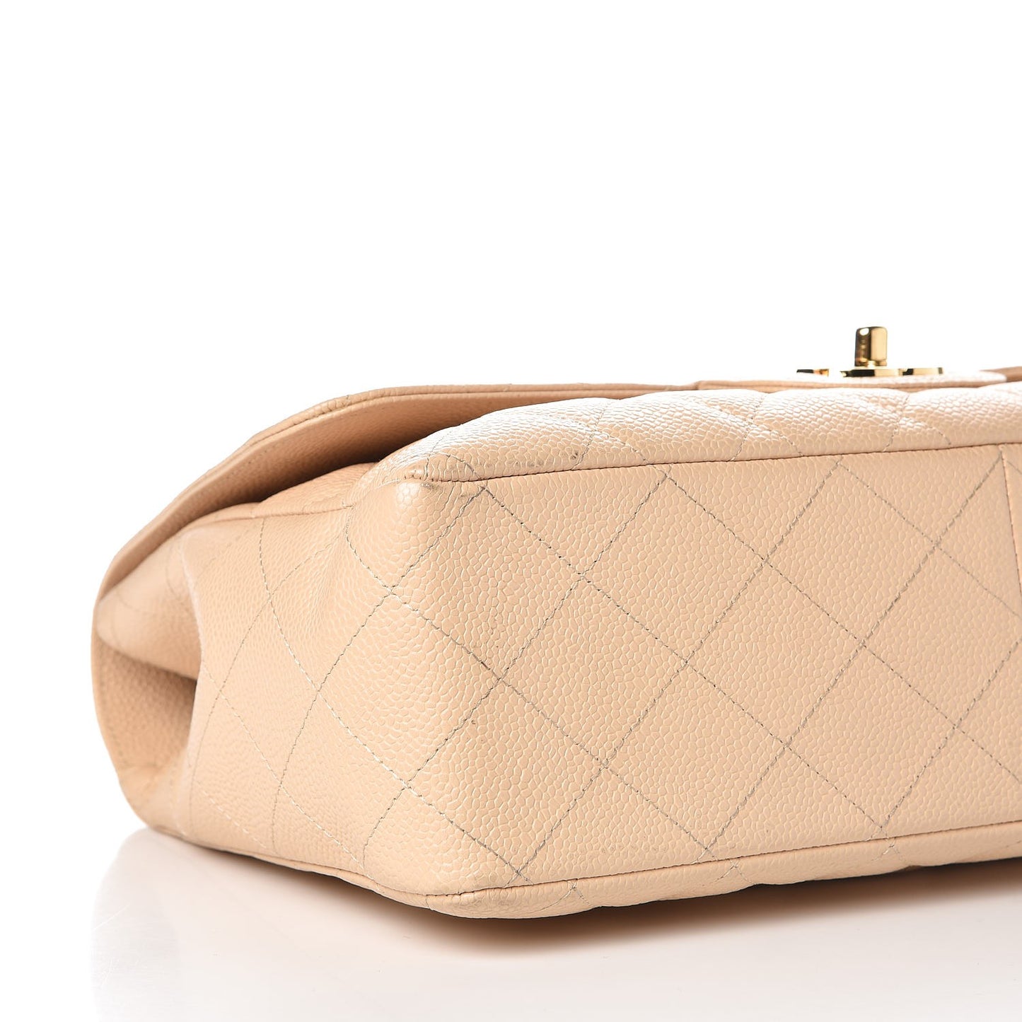 Caviar Quilted Jumbo Single Flap Beige Clair