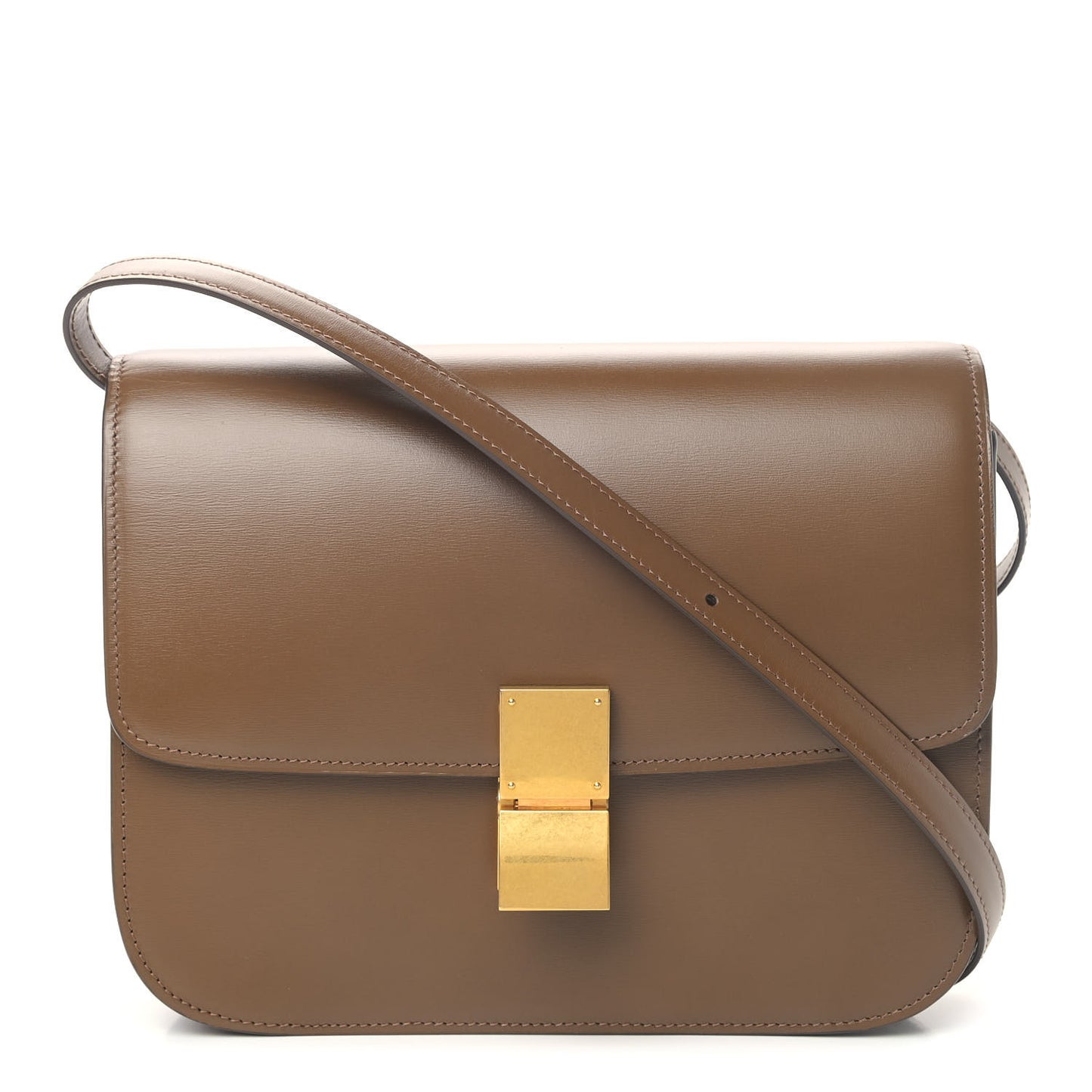 Box Calfskin Medium Classic Box Flap Bag Camel