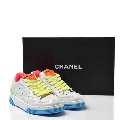 Chanel Calfskin Womens Logo Sneakers 36 White Multicolor 10 of 10
