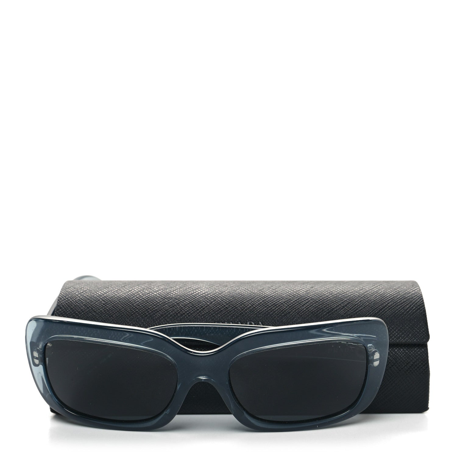 Prada Acetate Square Sunglasses SPR 23M Transparent Blue 9 of 9