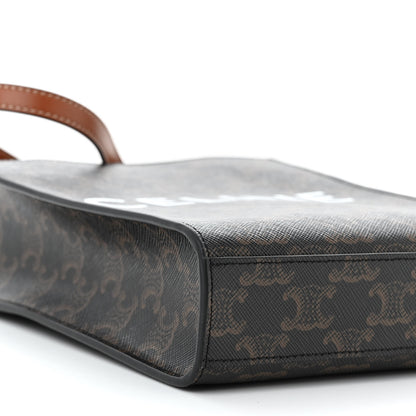 Celine Triomphe Canvas Calfskin Mini Vertical Cabas Tan 8 of 9