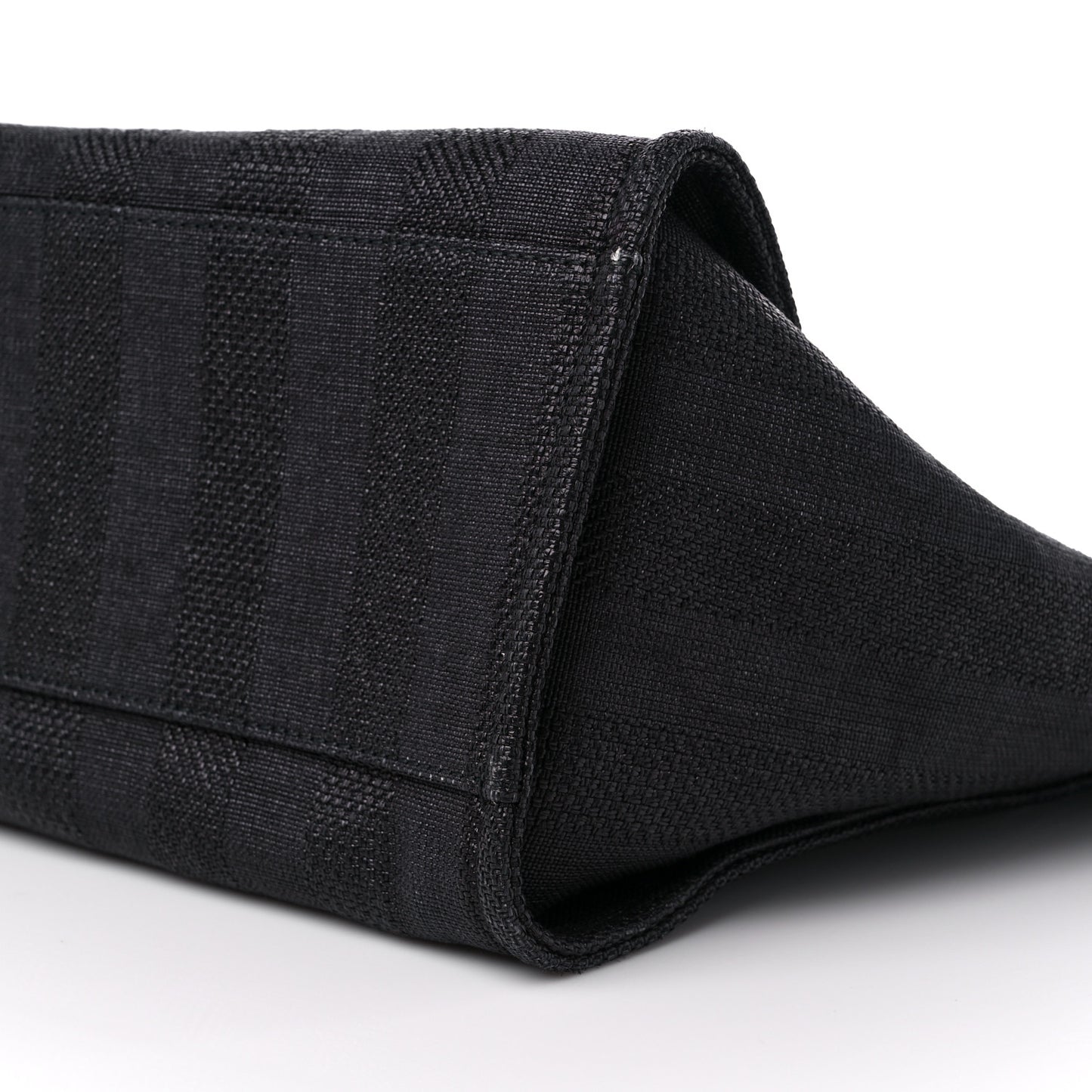 Mixed Fibers Calfskin Striped Medium Deauville Tote Black