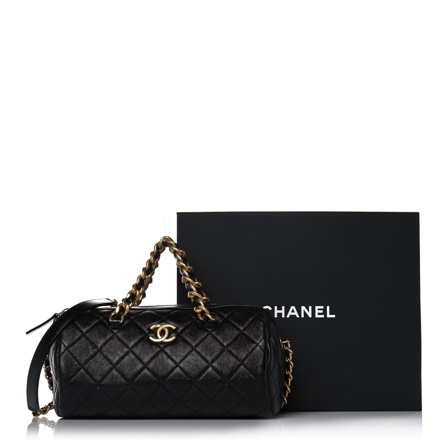 Chanel Shiny Lambskin Quilted Fashion Therapy Bowling Bag Black 12 of 12