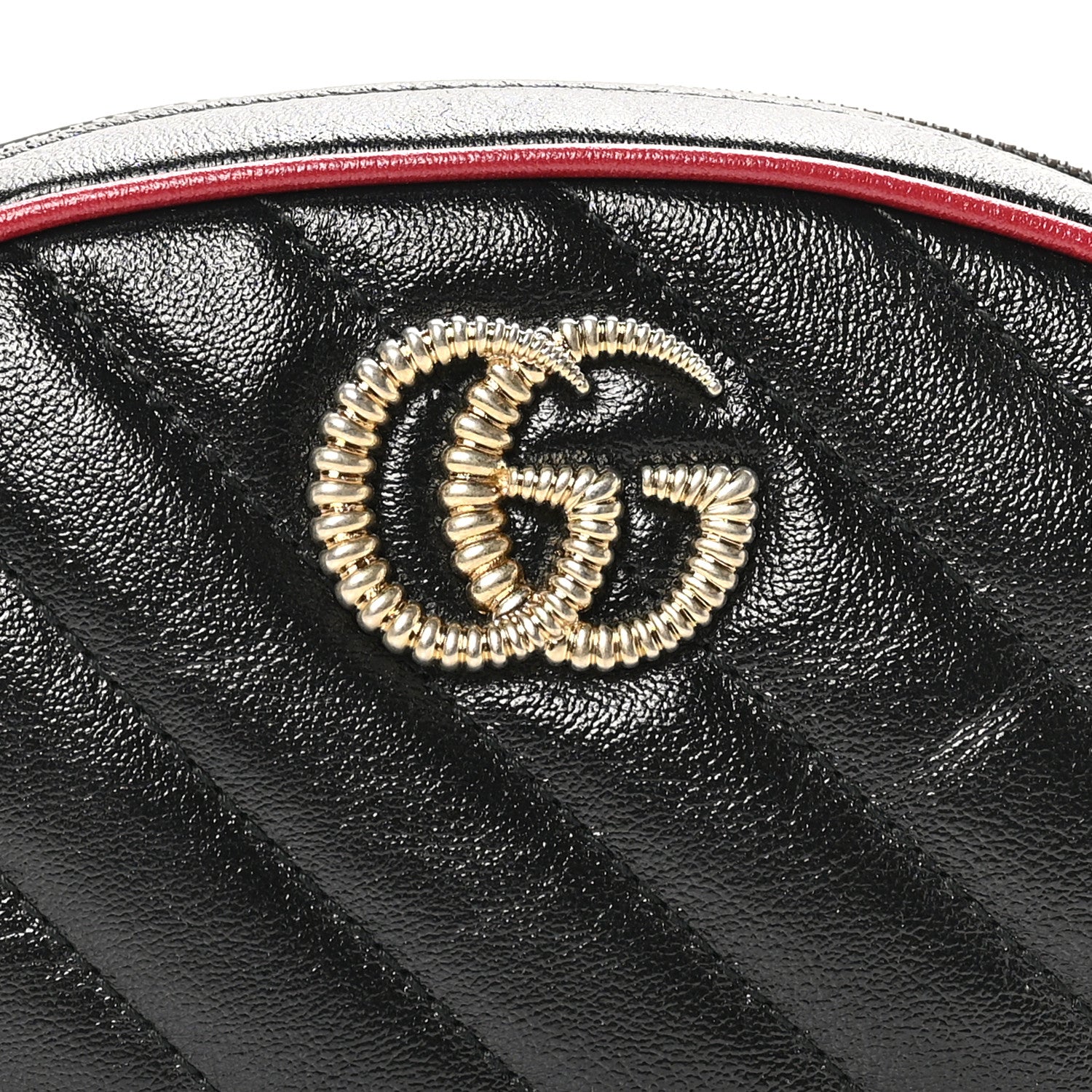 Gucci Azalea Calfskin Matelasse Diagonal Torchon GG Marmont Belt Bag 85 34 Black Romantic Cerise 8 of 10