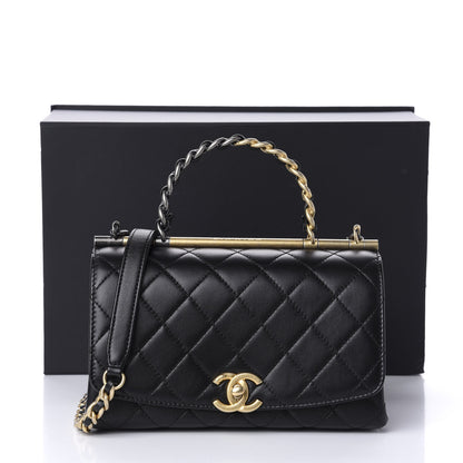 Chanel Lambskin Quilted La Parisienne Top Handle Flap Black 12 of 12