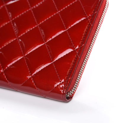 Chanel Patent Quilted Large Brilliant Zip Around Organizer Wallet Red 10 of 17
