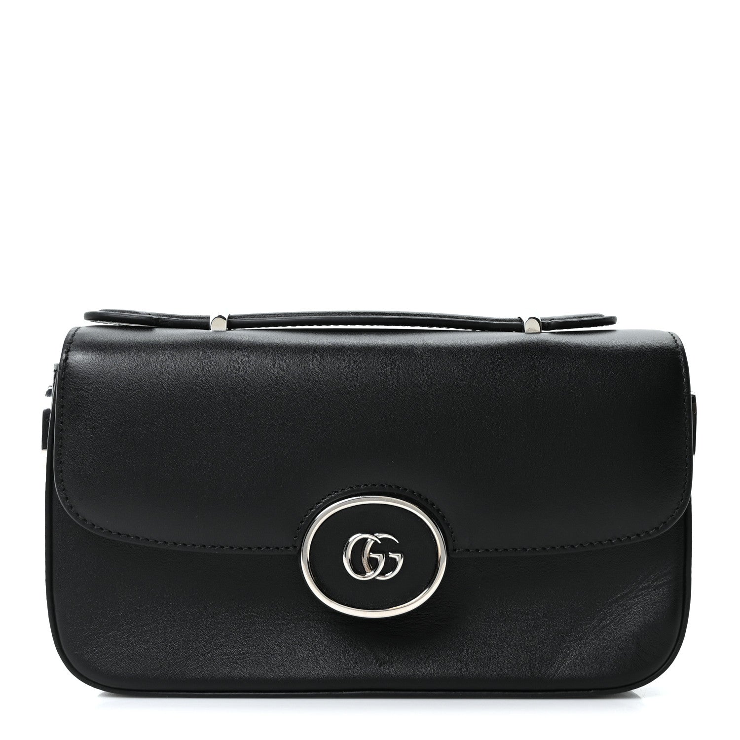 Gucci Senna Calfskin Petite GG Top Handle Shoulder Bag Black 1 of 9
