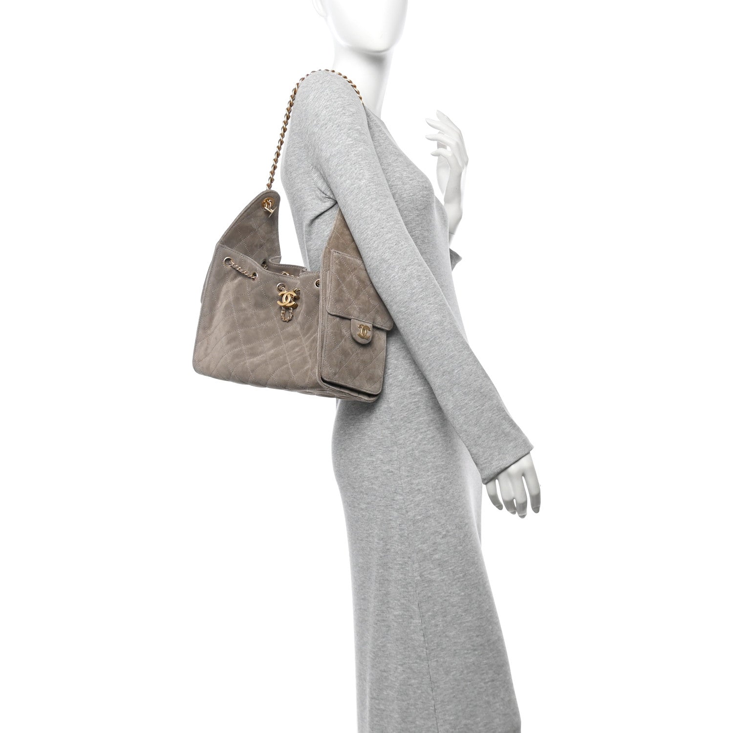 Chanel Suede Quilted Small Chanel 25 Handbag Dark Grey 2 of 11