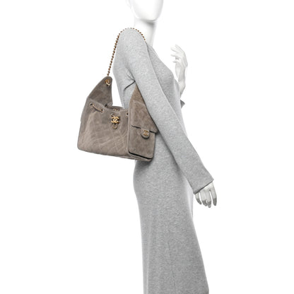 Chanel Suede Quilted Small Chanel 25 Handbag Dark Grey 2 of 11