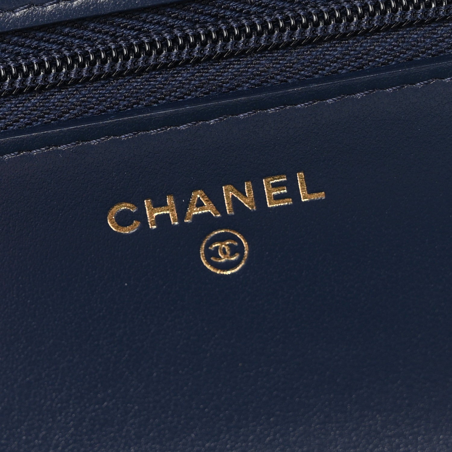 Chanel Denim Printed Wallet On Chain WOC Dark Blue 5 of 10