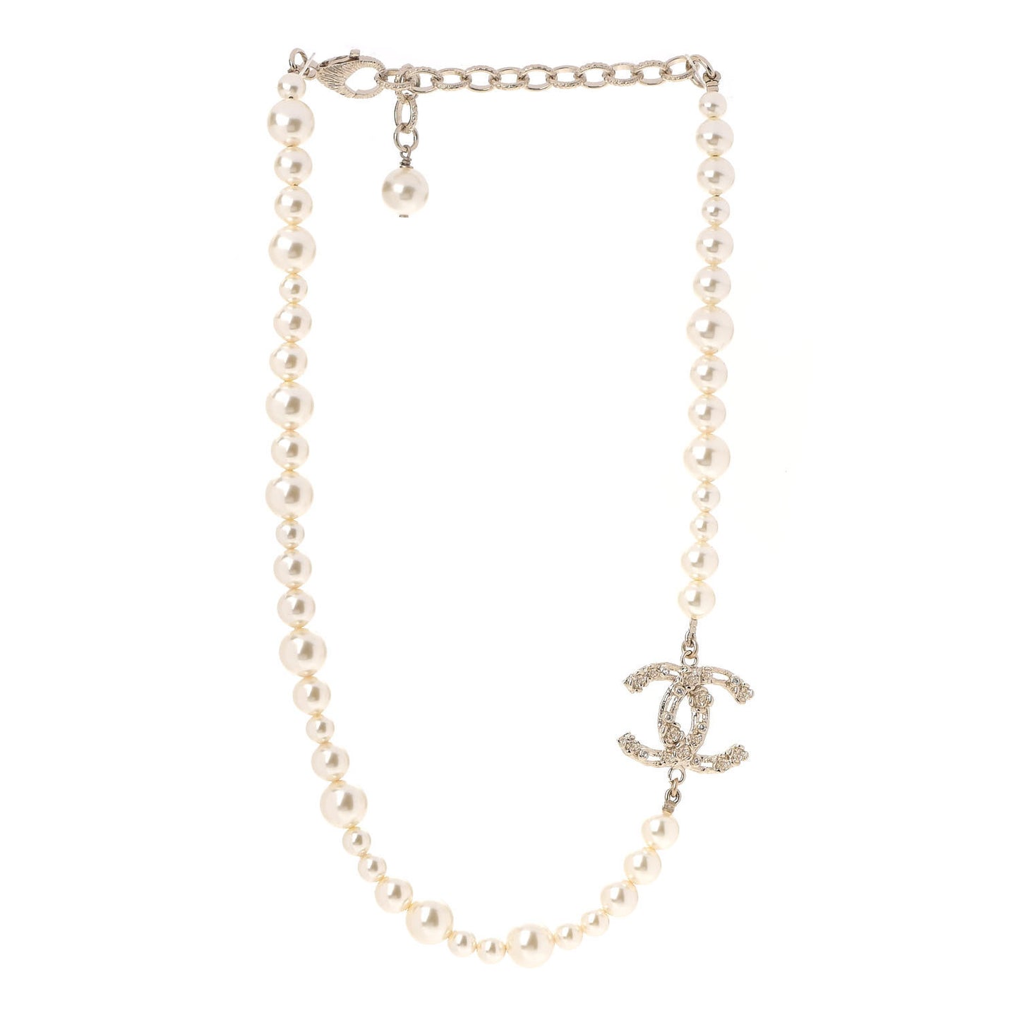 Pearl Crystal CC Camellia Short Necklace Gold