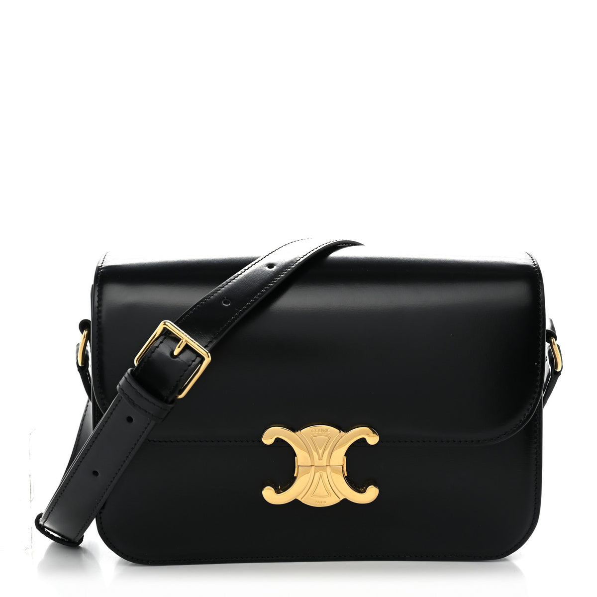 Celine Shiny Calfskin Medium Triomphe Black 1 of 11