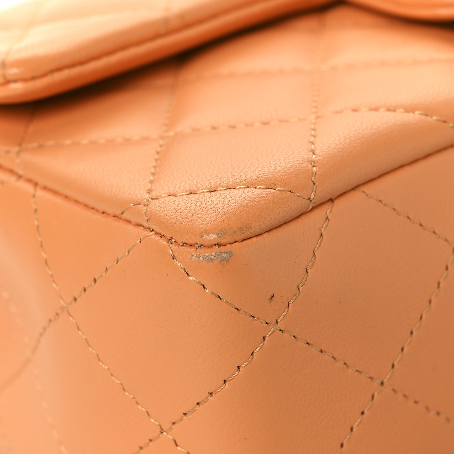 Lambskin Quilted Mini Rectangular Flap Orange