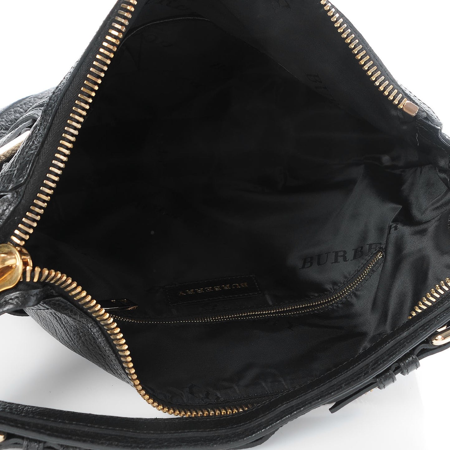 Signature Grain Calfskin Buckle Hobo Black