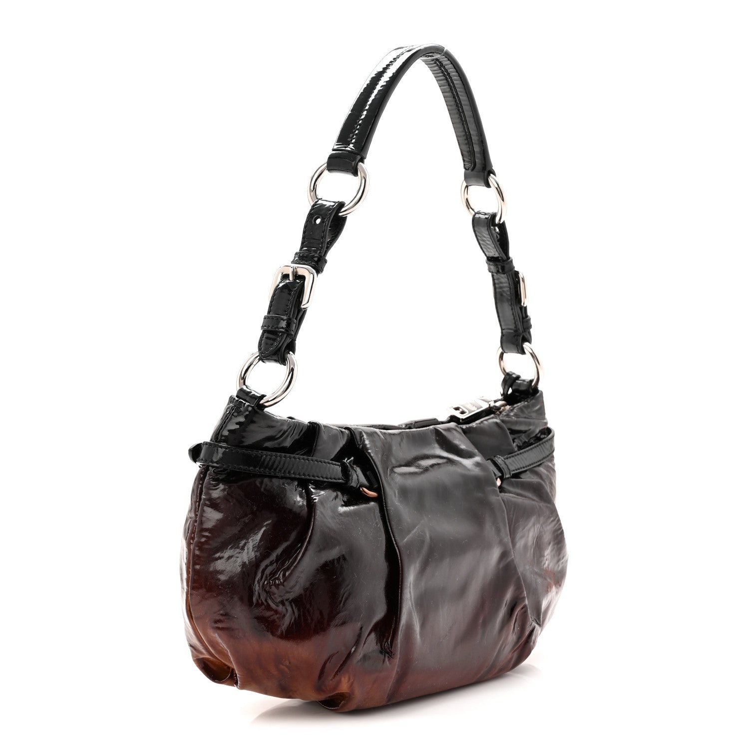 Prada Vernice Sfumata Shoulder Bag Black Nudo 3 of 9